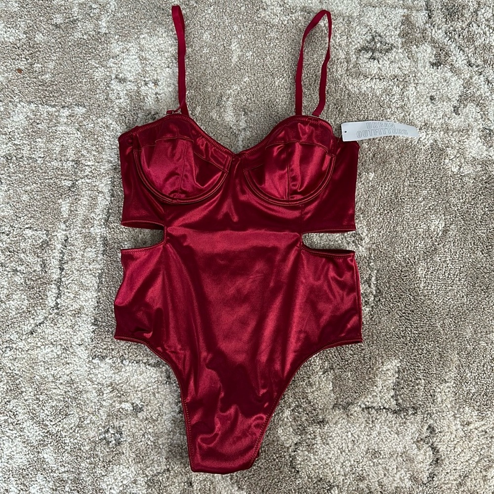 Urban Outfitters Satin Bustier Cut Out Bodysuit